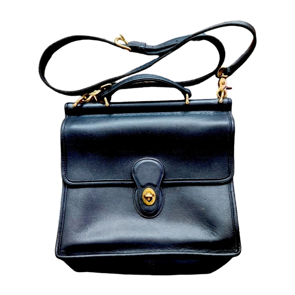 COACH Vintage Station Black Leather Flap Crossbody Designer Bag Purse